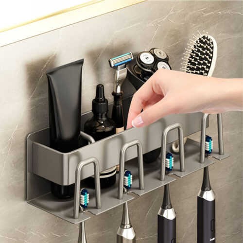 27cm Wall-Mounted Bathroom Storage Organiser Shelf Rack - Image 6