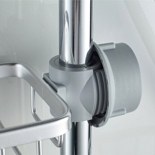 2x Silver Single Kitchen Sink Organiser Faucet Soap Sponge Caddy Rack Storage Drainer - Image 6