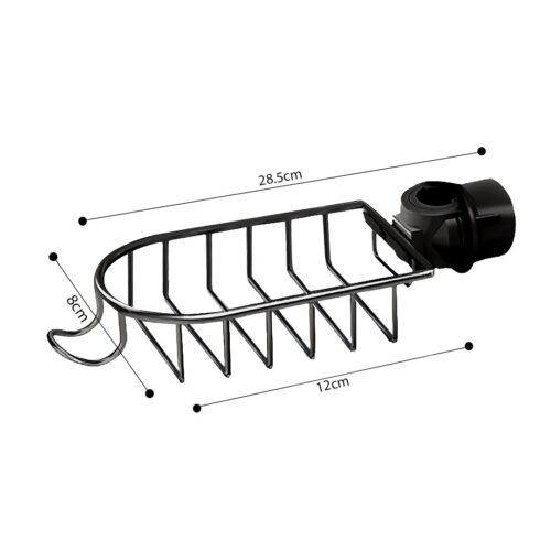 2x Black Single Kitchen Sink Organiser Faucet Soap Sponge Caddy Rack Storage Drainer - Image 5
