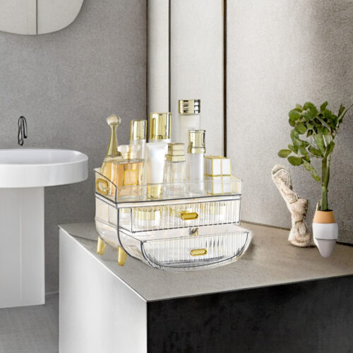 3 Tier Transparent Countertop Cosmetic Storage Makeup Holder Jewelry Cabinet Bathroom Desk Drawer Vanity Organiser - Image 4