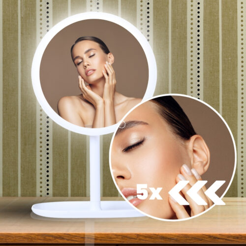 2x 26cm White Round Smart LED Makeup Bedroom Table Vanity Mirror Multi Colour Adjustable Light - Image 4