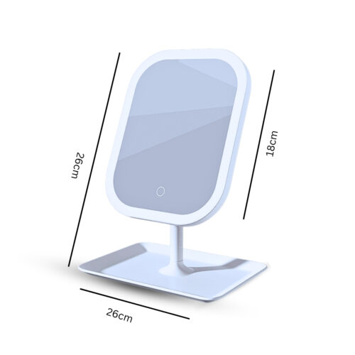 2x 26cm White Squared Smart LED Makeup Bedroom Table Vanity Mirror Multi Colour Adjustable Light - Image 2