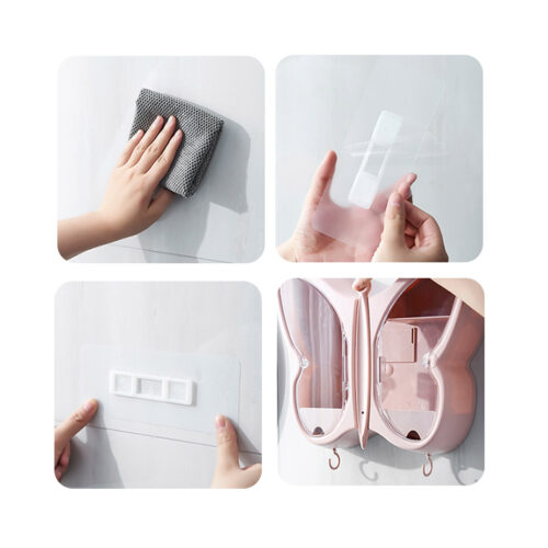 Blue Butterfly Shape Wall-Mounted Makeup Organiser Dustproof Waterproof Bathroom Storage Box - Image 7