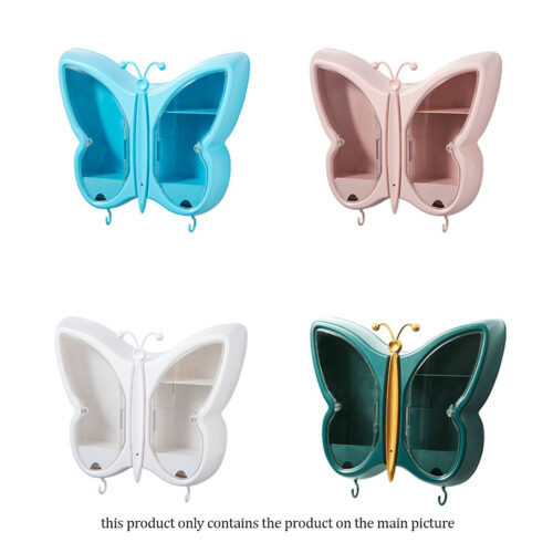 Pink Butterfly Shape Wall-Mounted Makeup Organiser Dustproof Waterproof Bathroom Storage Box - Image 7