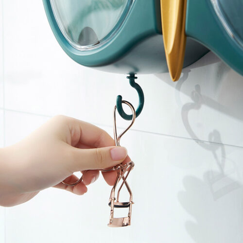 Green Butterfly Shape Wall-Mounted Makeup Organiser Dustproof Waterproof Bathroom Storage Box - Image 3
