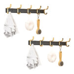 2x 41cm Wall Mounted Towel Rack Space-Saving Hanger Organiser with Durable Hooks