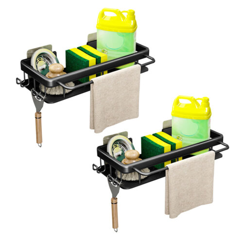 2x 34cm Kitchen Sink Storage Organiser Shelf Rack