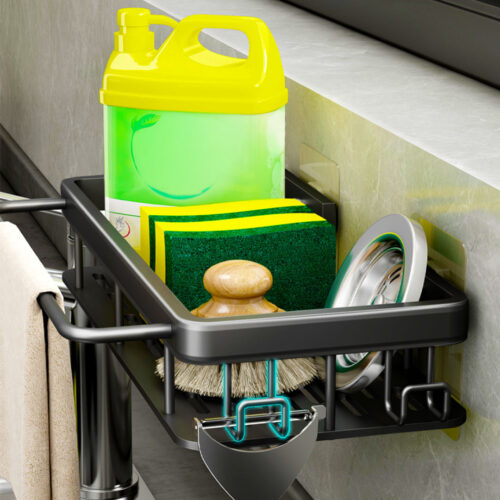 2x 34cm Kitchen Sink Storage Organiser Shelf Rack - Image 3