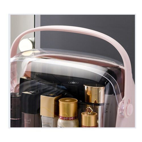 3 Tier Pink Countertop Makeup Cosmetic Storage Organiser Holder Jewelry Storage Box with Handle - Image 8