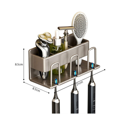 2x 21cm Wall-Mounted Bathroom Storage Organiser Shelf Rack - Image 7