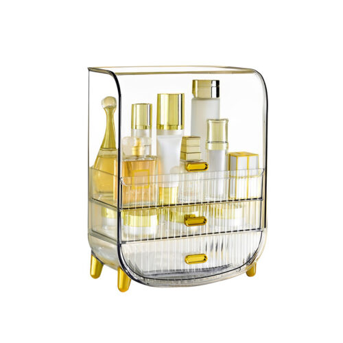 3 Tier Transparent Countertop Cosmetic Storage Makeup Perfume Display Stand Shelf Drawer Organiser