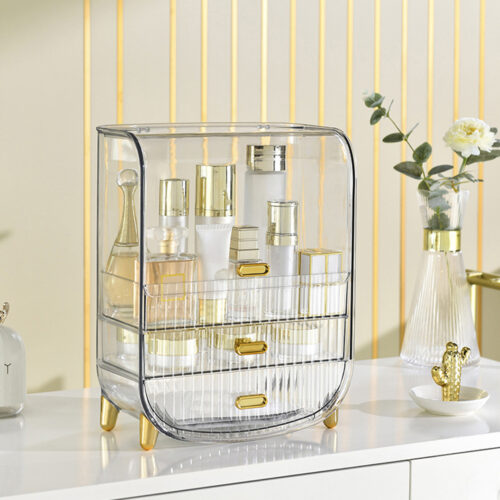 3 Tier Transparent Countertop Cosmetic Storage Makeup Perfume Display Stand Shelf Drawer Organiser - Image 4