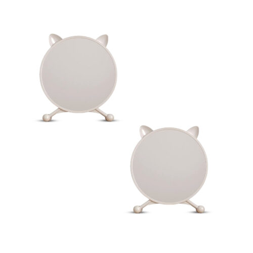 2x 30cm White Smart Makeup Bedroom Table Mirror Cat Ear
