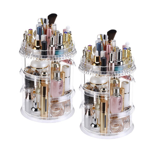 2x 360 Degree Rotating Makeup Organiser Cosmetics Holder Display Stand Decor