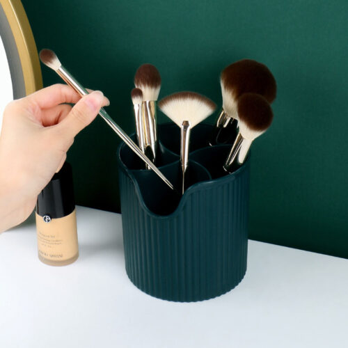 Green Cosmetic Jewelry Storage Organiser Set Makeup Brush Lipstick Holder Jewelry Storage Box with Handle - Image 2