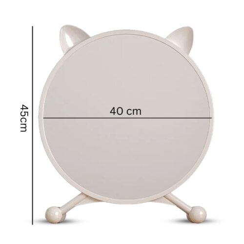 2x 40cm White Smart Makeup Bedroom Table Mirror Cat Ear - Image 2