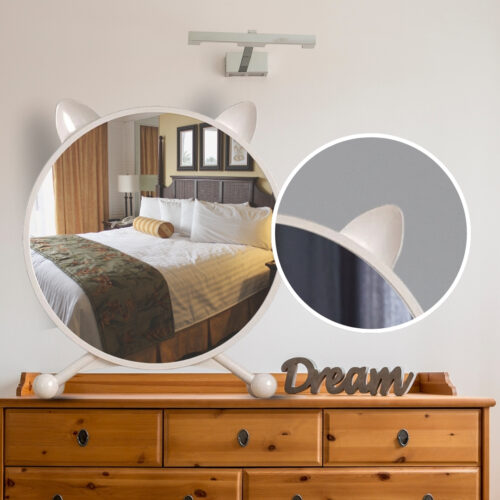 2x 40cm White Smart Makeup Bedroom Table Mirror Cat Ear - Image 3