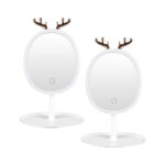 2x White Antler LED Light Makeup Mirror Tabletop Vanity Decor