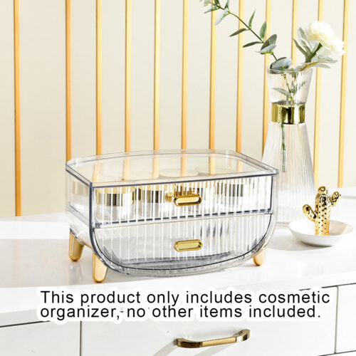 2x 2 Tier Transparent Countertop Cosmetic Storage Makeup Holder Jewelry Cabinet Bathroom Desk Drawer Vanity Organiser - Image 2