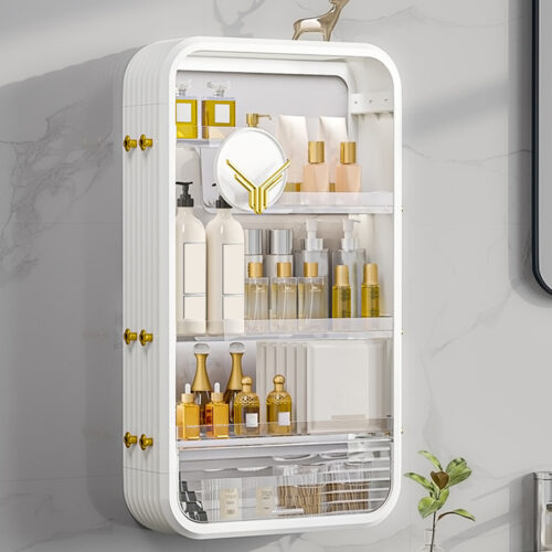 White Multi Tier Cosmetic Storage Rack Bathroom Vanity Tray Display Stand Organiser - Image 2