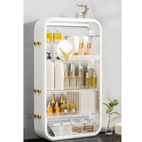 White Multi Tier Cosmetic Storage Rack Bathroom Vanity Tray Display Stand Organiser - Image 3