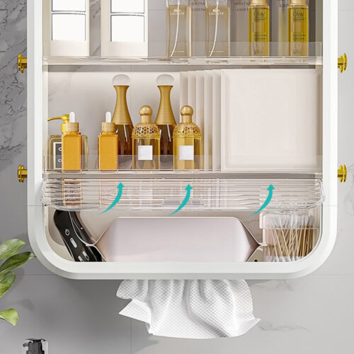 White Multi Tier Cosmetic Storage Rack Bathroom Vanity Tray Display Stand Organiser - Image 7