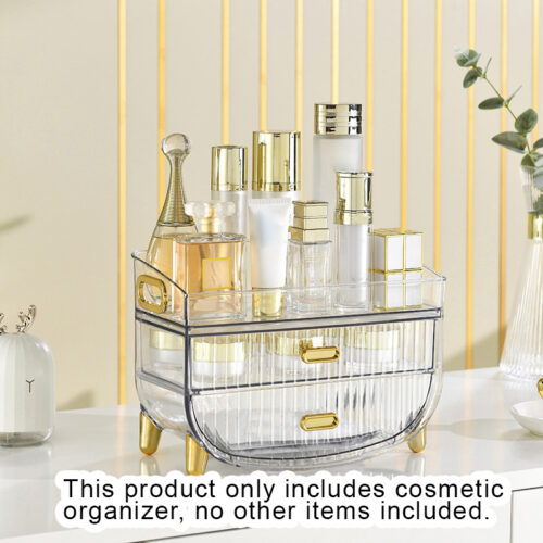 2x 3 Tier Transparent Countertop Cosmetic Storage Makeup Holder Jewelry Cabinet Bathroom Desk Drawer Vanity Organiser - Image 2
