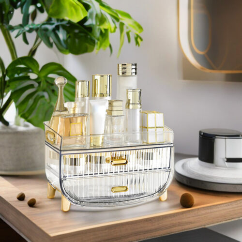2x 3 Tier Transparent Countertop Cosmetic Storage Makeup Holder Jewelry Cabinet Bathroom Desk Drawer Vanity Organiser - Image 3