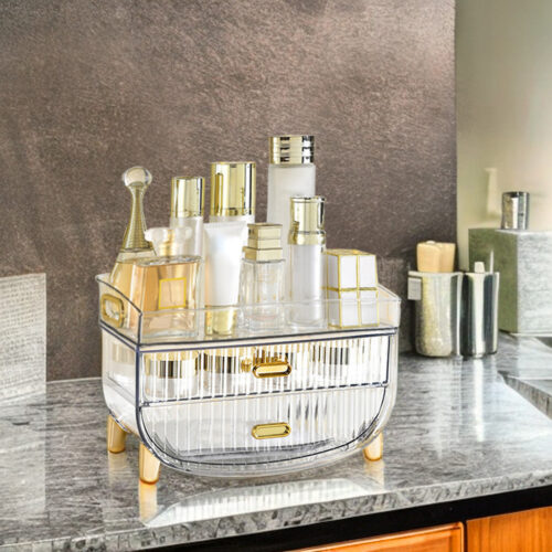 2x 3 Tier Transparent Countertop Cosmetic Storage Makeup Holder Jewelry Cabinet Bathroom Desk Drawer Vanity Organiser - Image 5