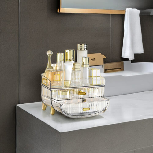 2x 3 Tier Transparent Countertop Cosmetic Storage Makeup Holder Jewelry Cabinet Bathroom Desk Drawer Vanity Organiser - Image 7