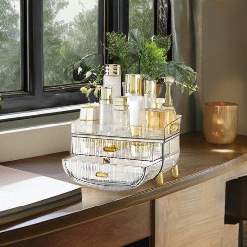 2x 3 Tier Transparent Countertop Cosmetic Storage Makeup Holder Jewelry Cabinet Bathroom Desk Drawer Vanity Organiser - Image 8