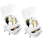 2x 29cm White Countertop Makeup Cosmetic Storage Organiser Holder Jewelry Storage Box with Handle