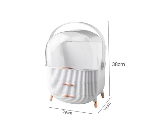 2x 29cm White Countertop Makeup Cosmetic Storage Organiser Holder Jewelry Storage Box with Handle - Image 6