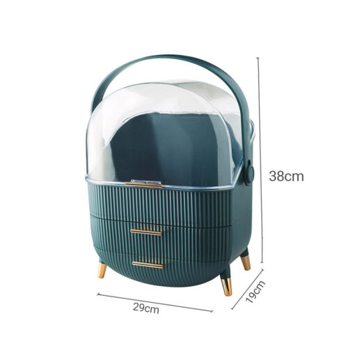 2x 29cm Green Countertop Makeup Cosmetic Storage Organiser Holder Jewelry Storage Box with Handle - Image 6