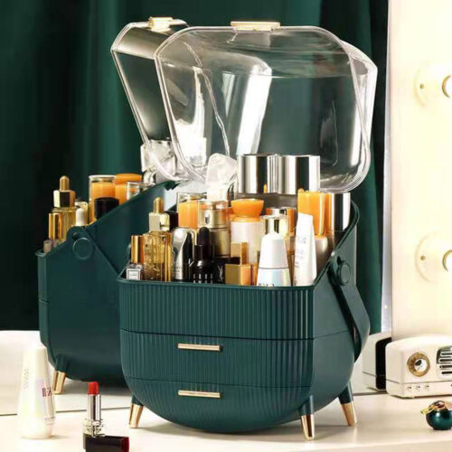 2x 29cm Green Countertop Makeup Cosmetic Storage Organiser Holder Jewelry Storage Box with Handle - Image 8
