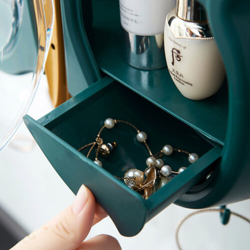 2x Green Butterfly Shape Wall-Mounted Makeup Organiser Dustproof Waterproof Bathroom Storage Box - Image 7
