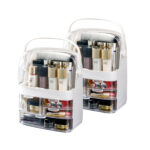 2x 3 Tier White Countertop Makeup Cosmetic Storage Organiser Holder Jewelry Storage Box with Handle