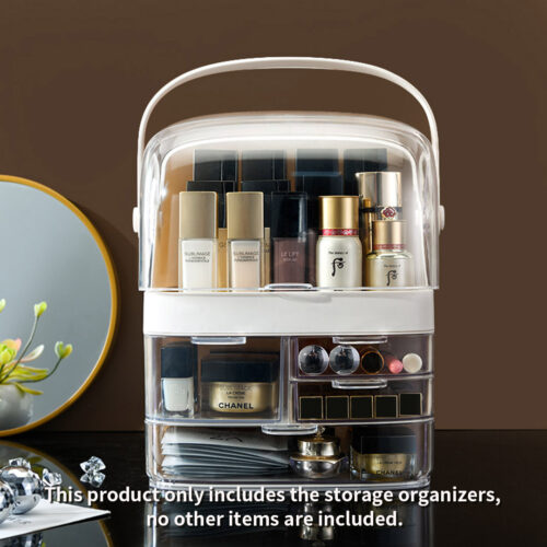 2x 3 Tier White Countertop Makeup Cosmetic Storage Organiser Holder Jewelry Storage Box with Handle - Image 7