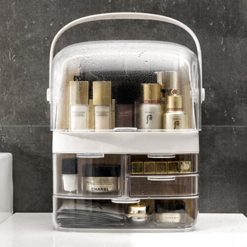 2x 3 Tier White Countertop Makeup Cosmetic Storage Organiser Holder Jewelry Storage Box with Handle - Image 9