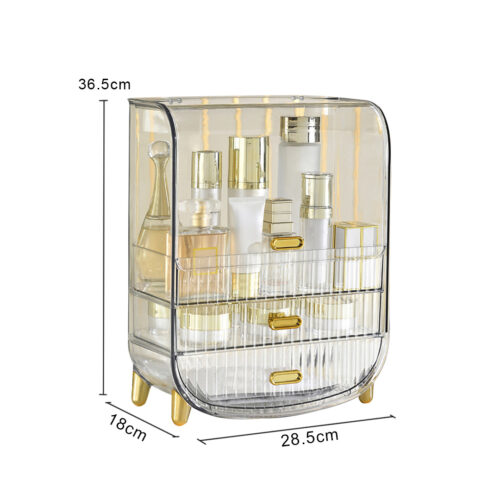 2x 3 Tier Transparent Countertop Cosmetic Storage Makeup Perfume Display Stand Shelf Drawer Organiser - Image 6