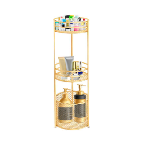 3 Tier Bathroom Freestanding Storage Shelf Display Rack Organiser with Basket