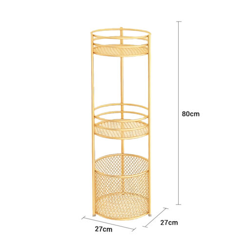 3 Tier Bathroom Freestanding Storage Shelf Display Rack Organiser with Basket - Image 3