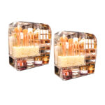 2x Transparent Cosmetic Storage Box Clear Makeup Holder with Lid Drawers Waterproof Dustproof Organiser with Pearls