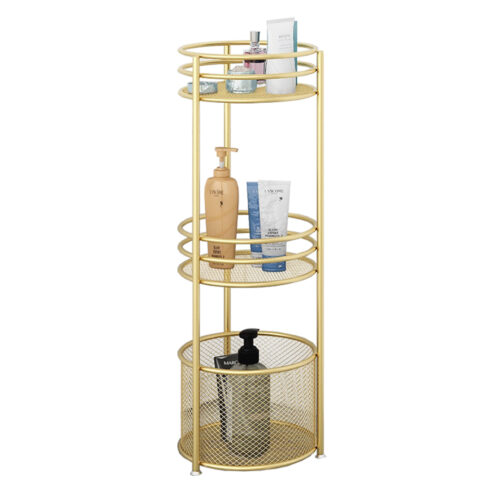 2x 3 Tier Bathroom Freestanding Storage Shelf Display Rack Organiser with Basket