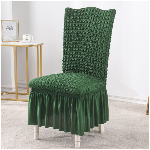Dark Green Chair Cover Seat Protector with Ruffle Skirt Stretch Slipcover Wedding Party Decor - Image 3