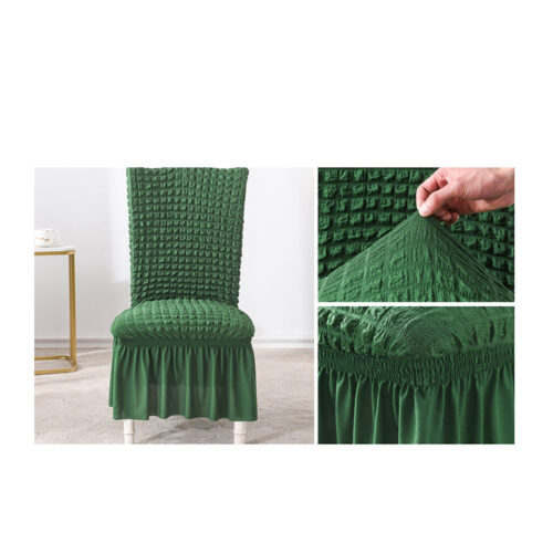 Dark Green Chair Cover Seat Protector with Ruffle Skirt Stretch Slipcover Wedding Party Decor - Image 4