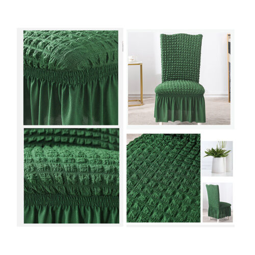 Dark Green Chair Cover Seat Protector with Ruffle Skirt Stretch Slipcover Wedding Party Decor - Image 5