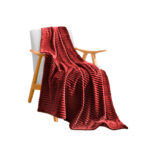 Burgundy Throw Blanket Warm Cozy Striped Pattern Thin Flannel Fleece Bed Sofa Comforter
