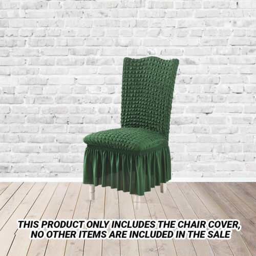 2x Dark Green Chair Cover Seat Protector with Ruffle Skirt Stretch Slipcover Wedding Party Decor - Image 2