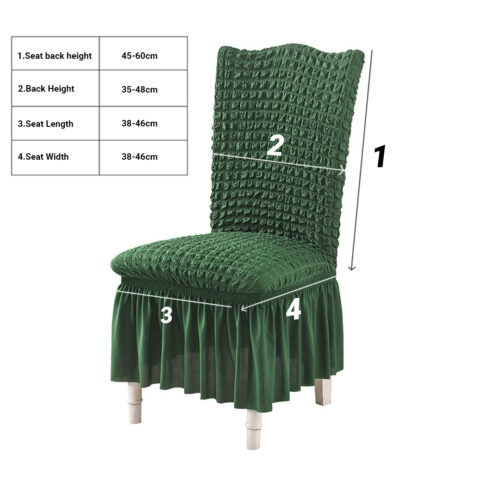 2x Dark Green Chair Cover Seat Protector with Ruffle Skirt Stretch Slipcover Wedding Party Decor - Image 6